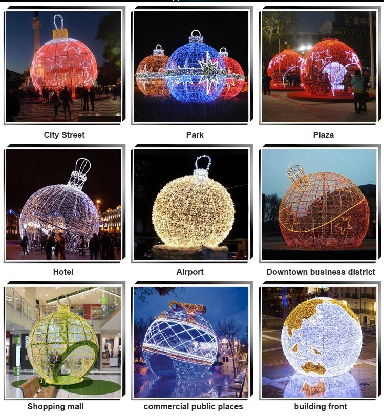 Support Custom 3D Outdoor Street Christmas Light RGB Light up Dynamic Ball Light with Stars