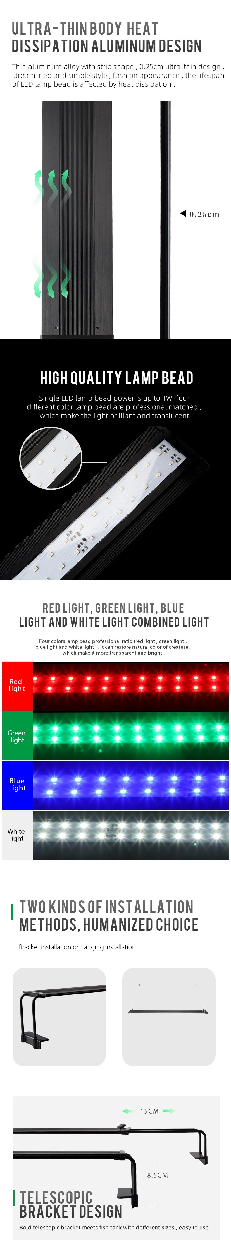 2022 New Design LED Aquarium Light for Bracket Mounted or Standing Mounted with Bluetooth APP Control (MA14)