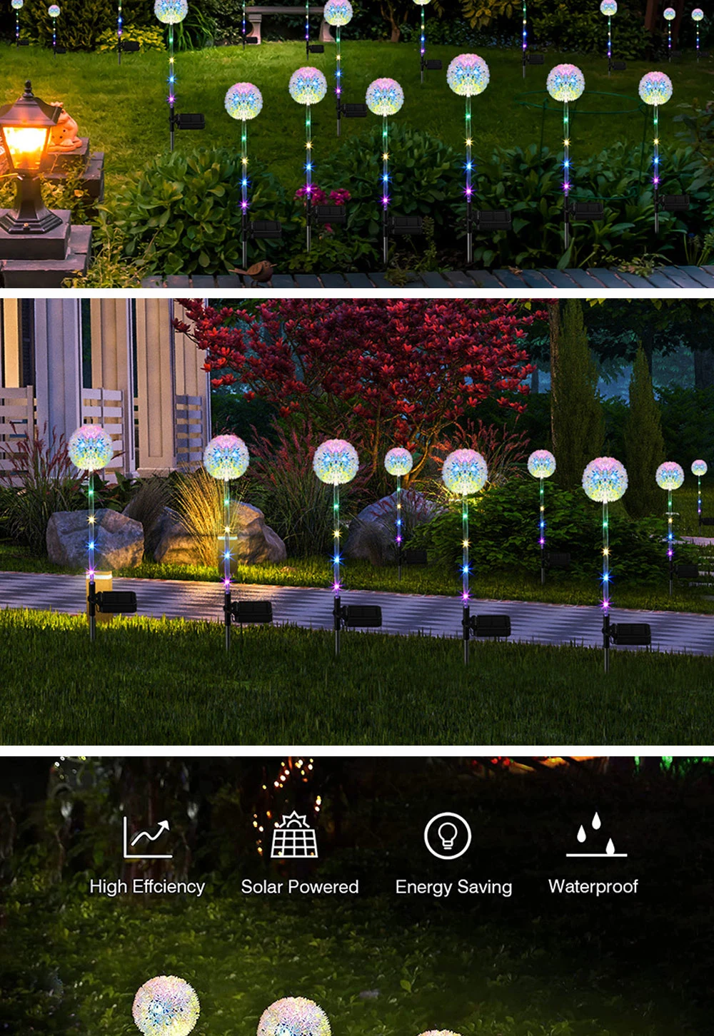 LED Street Lawn Stakes Fairy Yard Art Decoration Solar Ball Garden Light