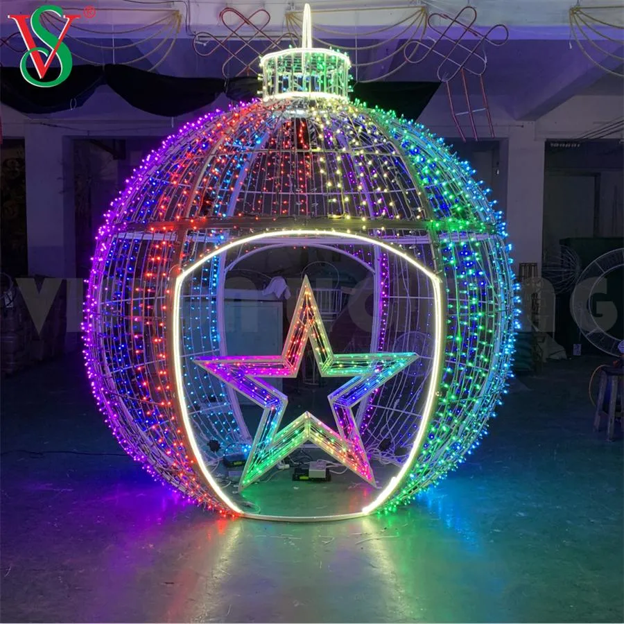 Christmas Motif 3D Giant Ball LED Decoration Light for Outdoor