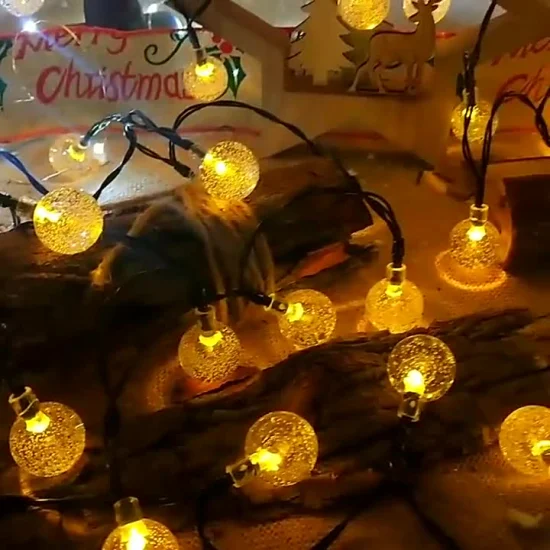 IP65 wasserdichte Kristallkugel-Weihnachts-Solar-Lichterkette, Veranda, Deck, Hinterhof, Solar-Lichterkette, dekoratives LED-Weihnachtsfest, buntes, wasserdichtes Licht