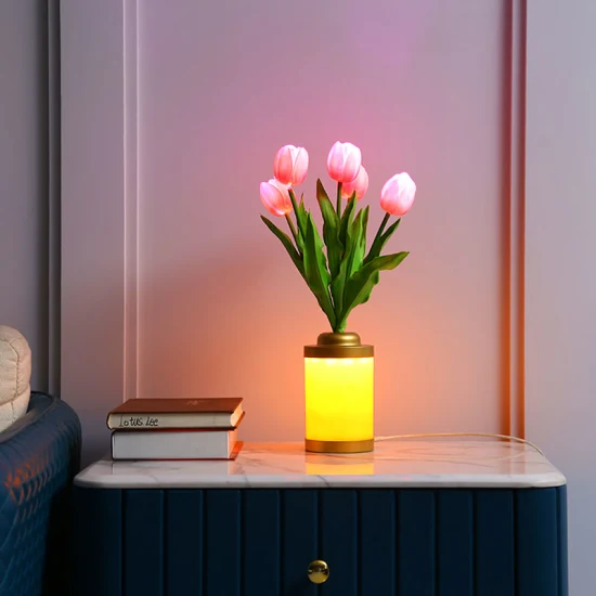 Amazon Tiktok Home Dekoration LED-Innenbeleuchtung Schreibtisch Tiffany Nachttisch wiederaufladbare Beleuchtung Touch Tulip Weihnachtsdekoration Nacht LED-Tischlampe