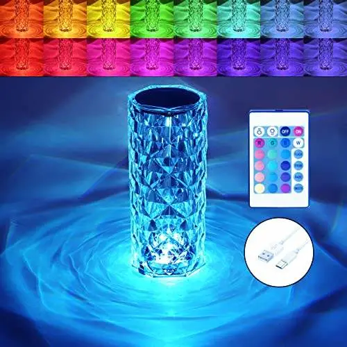 Helius 16 farbwechselnde RGB Touch wiederaufladbare LED-Kristall-Nachttischlampe